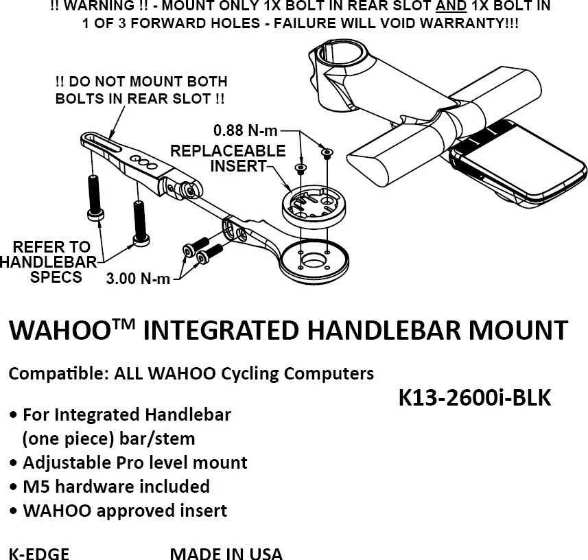 K-Edge Wahoo Integrated Handlebar System Mount Black 6 K-Edge Wahoo Integrated Handlebar System Mount Black - Image 4