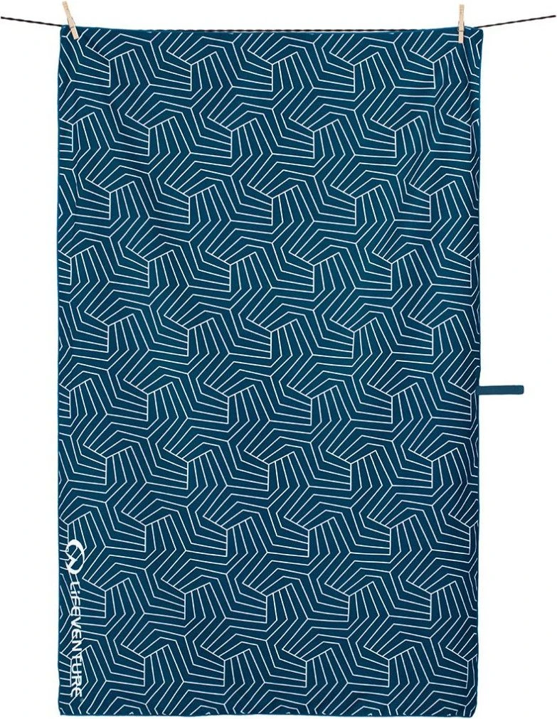 Lifeventure SoftFibre Printed Recycled Towel Geometric Navy Blue 4 Lifeventure SoftFibre Printed Recycled Towel Geometric Navy Blue - Image 2