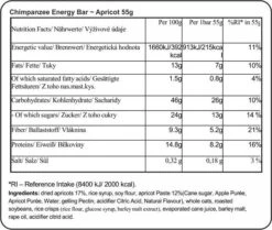CHIMPANZEE Energy Bar 100% Natural Apricot 55g VEGAN -black-bearing Store 57e137eb7eb83