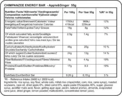 CHIMPANZEE Energy Bar 100% Natural Apple Ginger 55g VEGAN -black-bearing Store 57e2547353beb