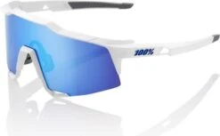 100% Sunglasses SPEEDCRAFT LL - Soft Tact White - HiPER Blue Mirror